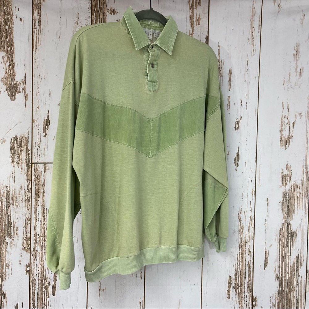Vintage JJ Cochran, Long Sleeve Polo. Size Medium. Corduroy details.
